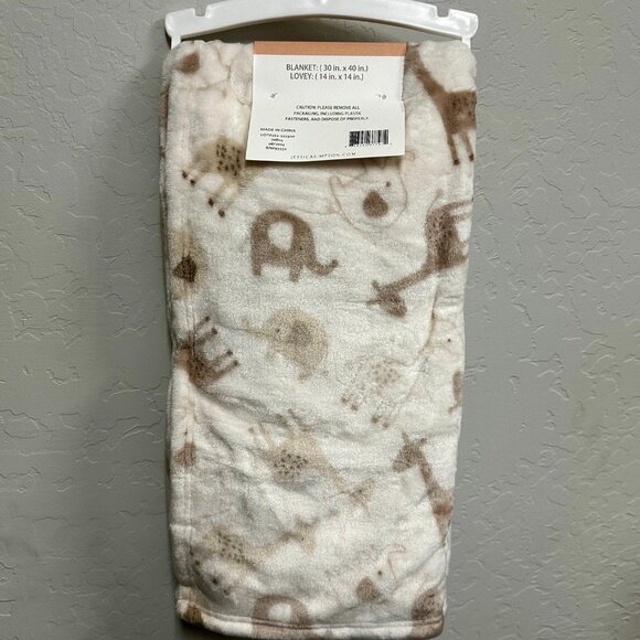 Jessica Simpson Zoo Animal Baby Blanket with Elephant Lovey 2 Piece Set NWT - Picture 4 of 4
